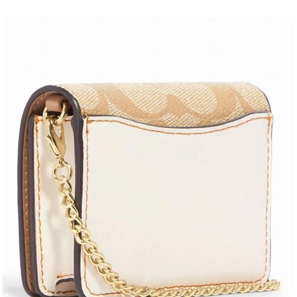 Mini Wallet On A Chain In Signature Canvas With Floral Applique - Picture 4 of 4